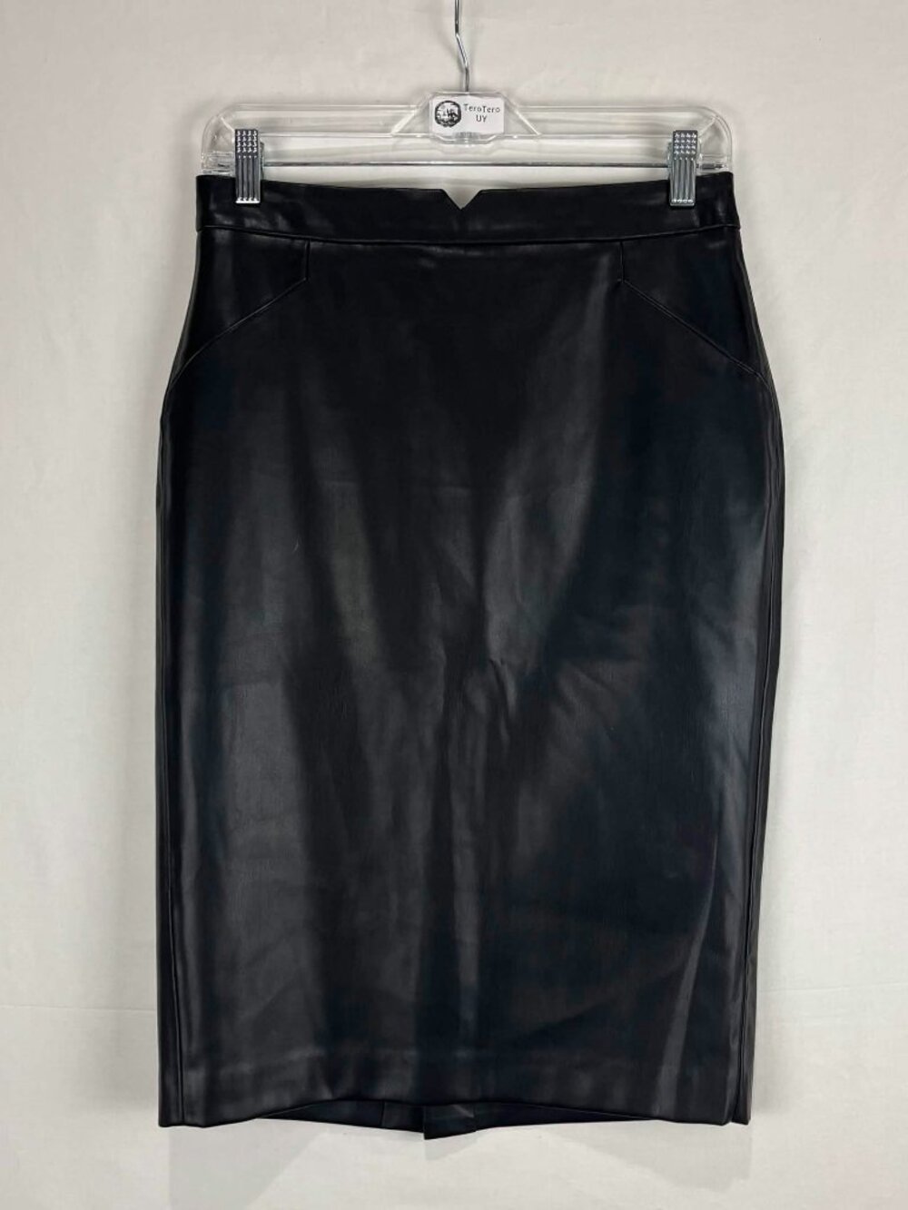 EUC Philosophy Black Faux Leather Pencil Skirt Size 4